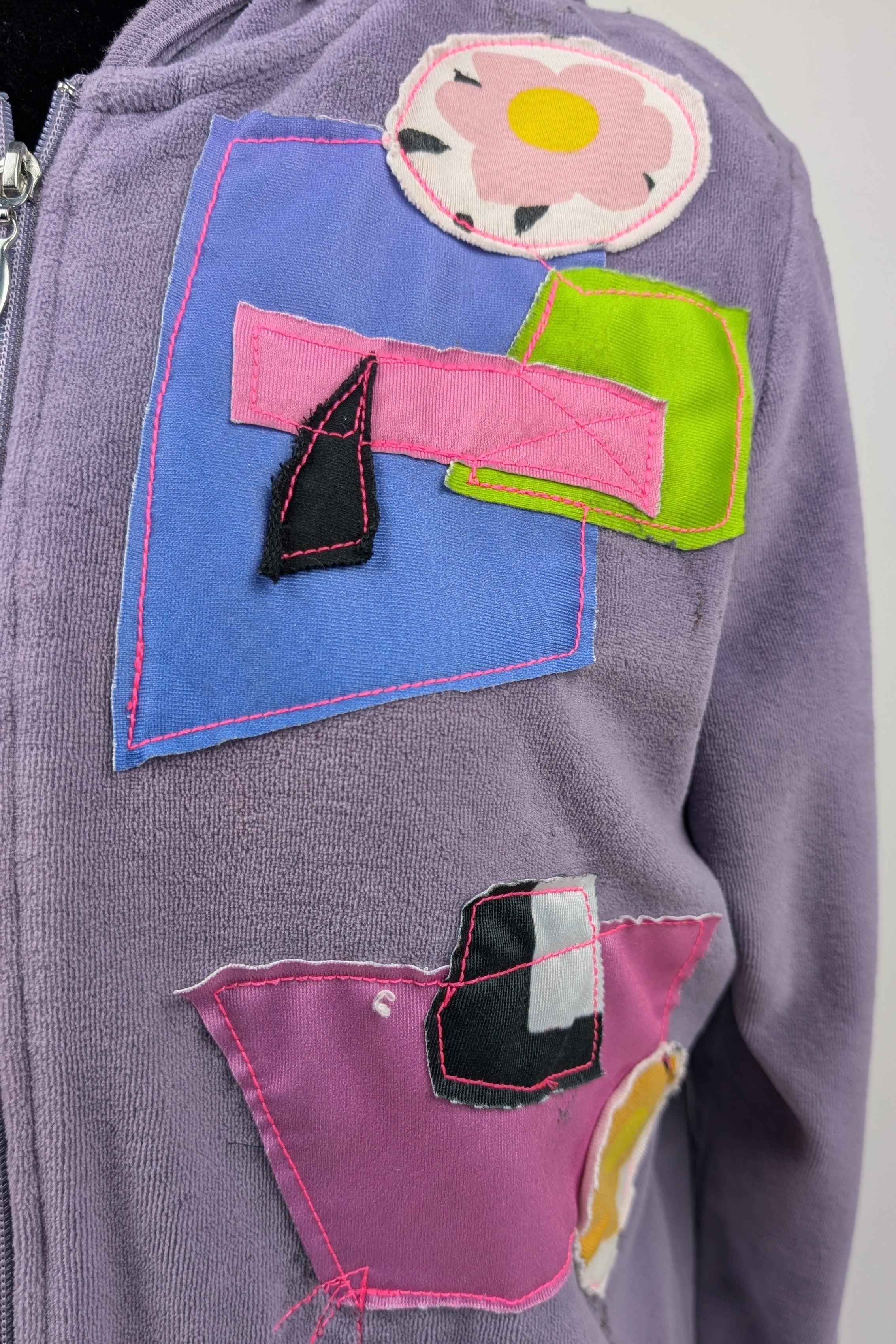 Purple Patchwork Constance Wilde Upcycled Zip Hoodie