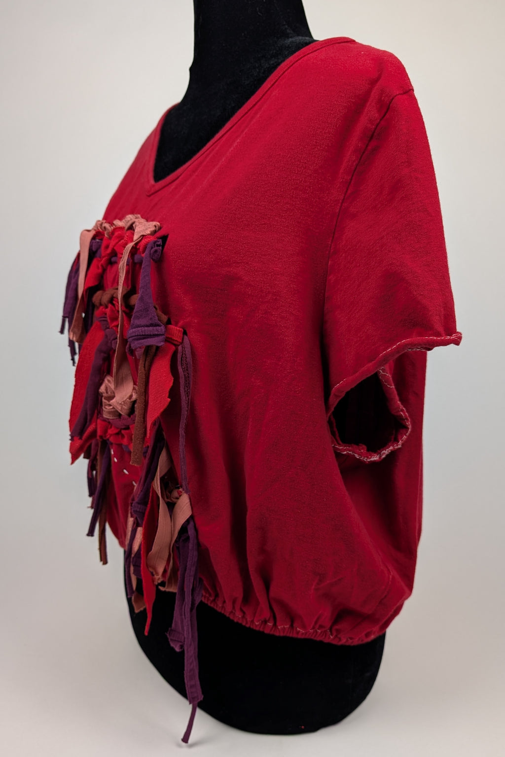 Red Woven Constance Wilde Upcycled Cropped Top