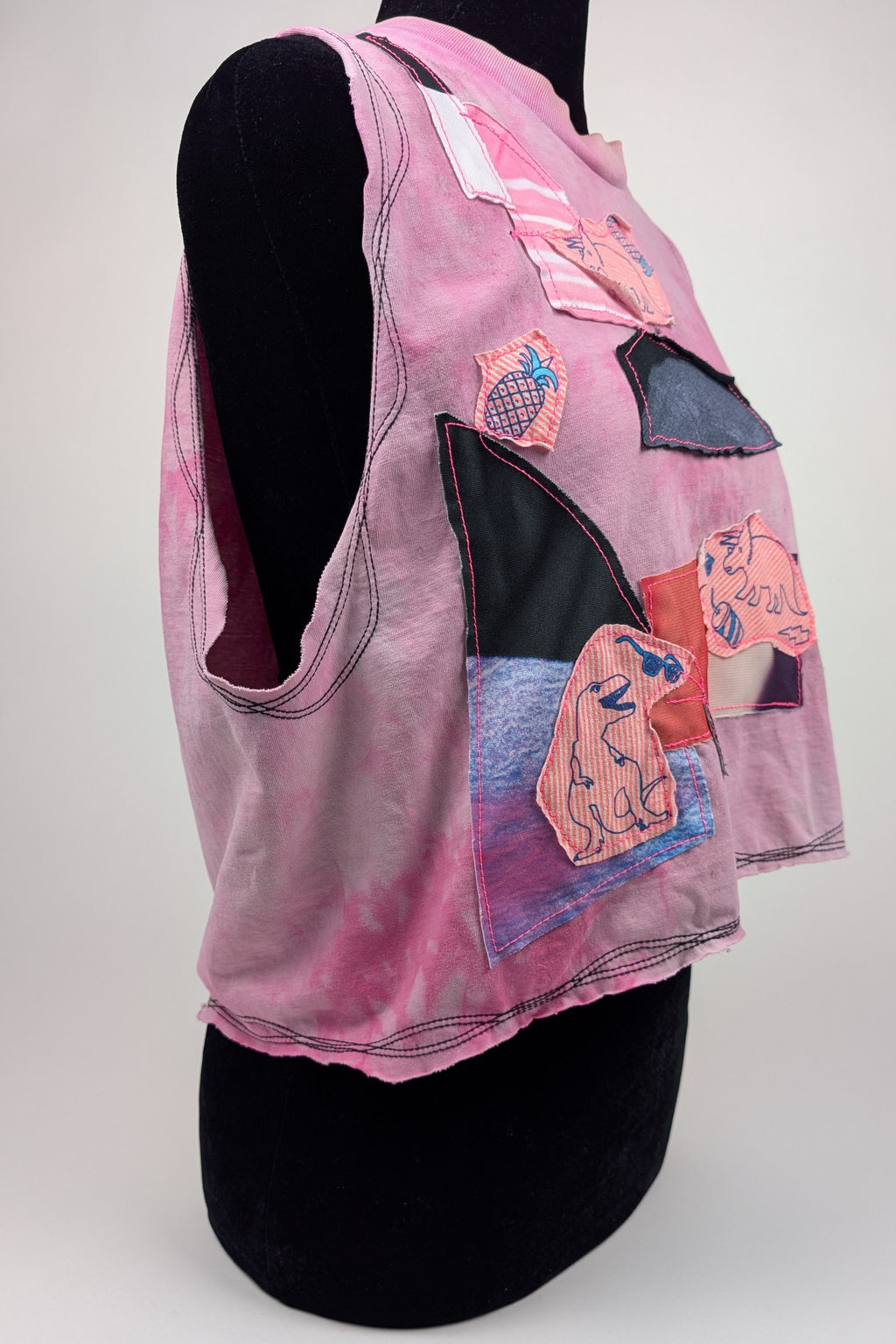 Purple Patchwork Cropped Constance Wilde Upcycled Sleeveless Top