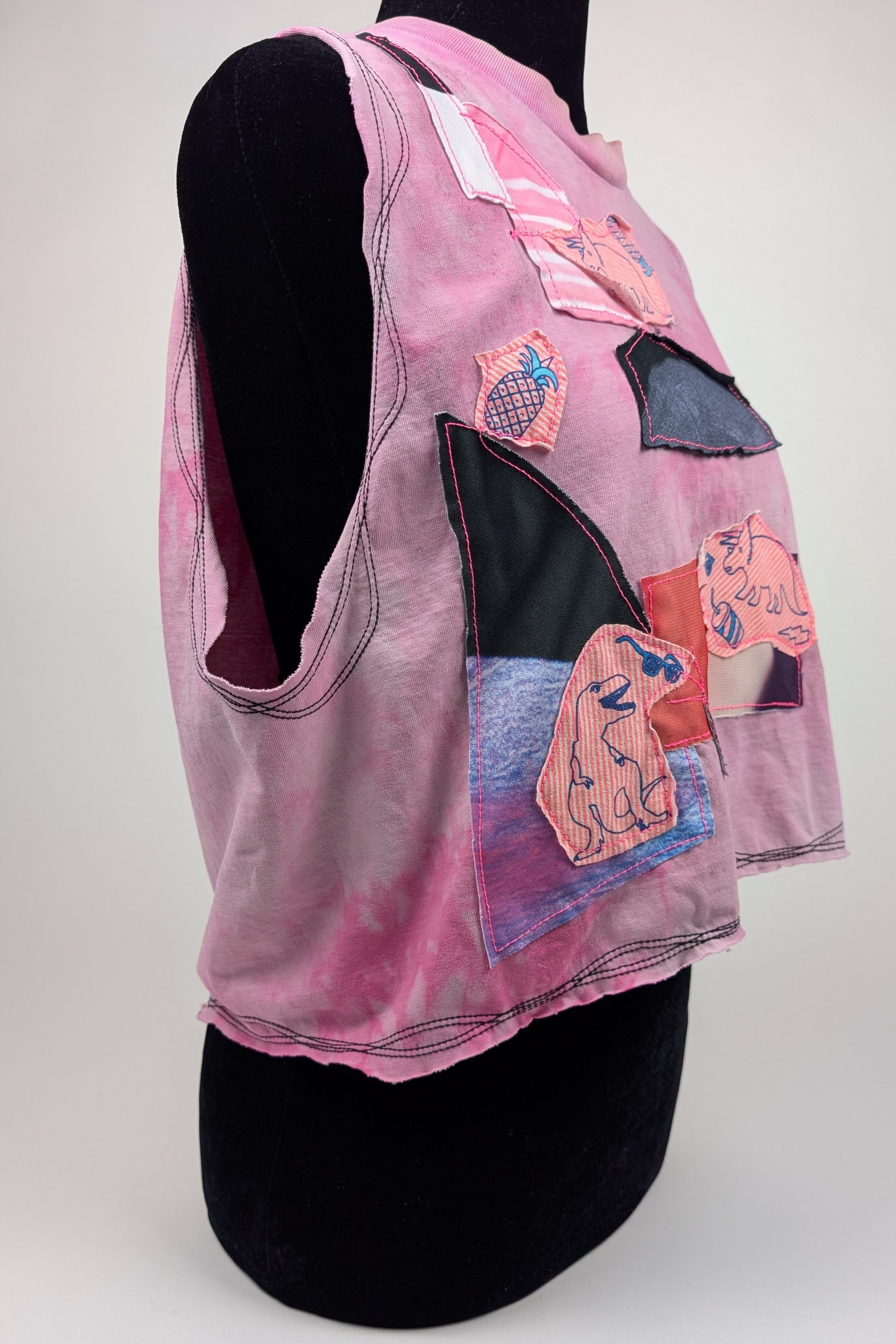 Purple Patchwork Cropped Constance Wilde Upcycled Sleeveless Top