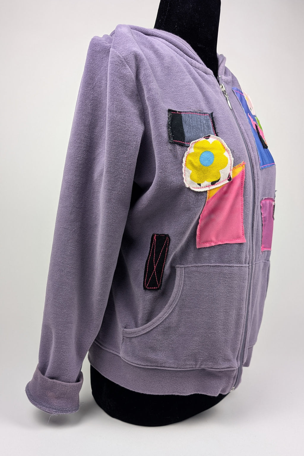 Purple Patchwork Constance Wilde Upcycled Zip Hoodie