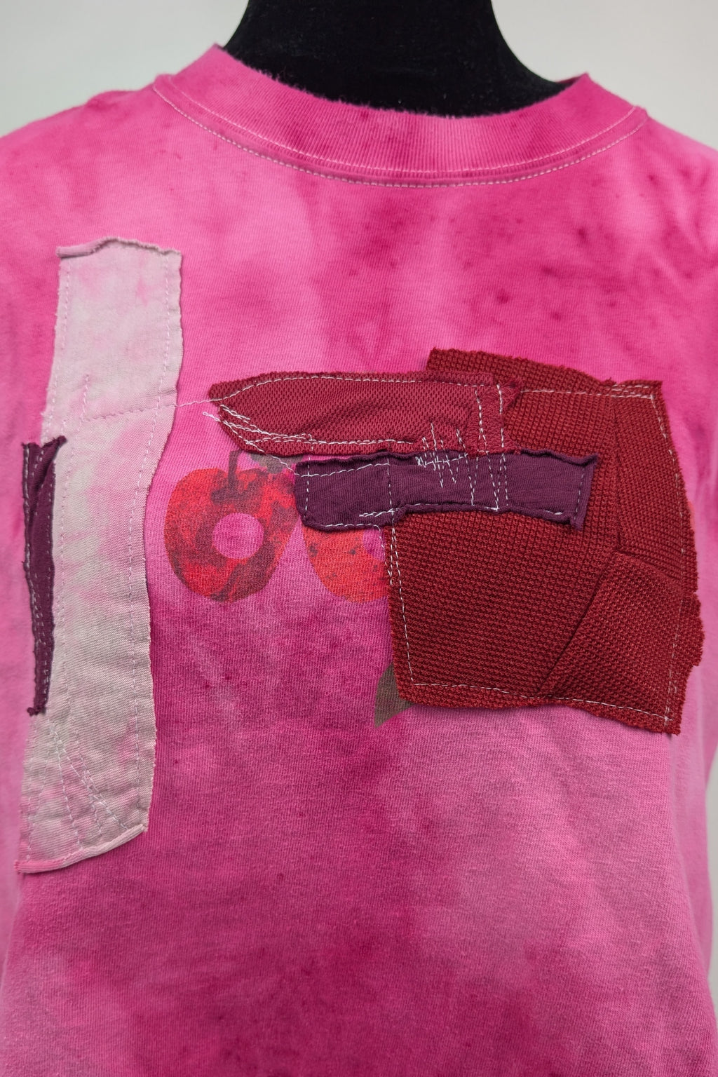 Stonewashed Pink Patchwork Cropped Constance Wilde Upcycled Sleeveless Top