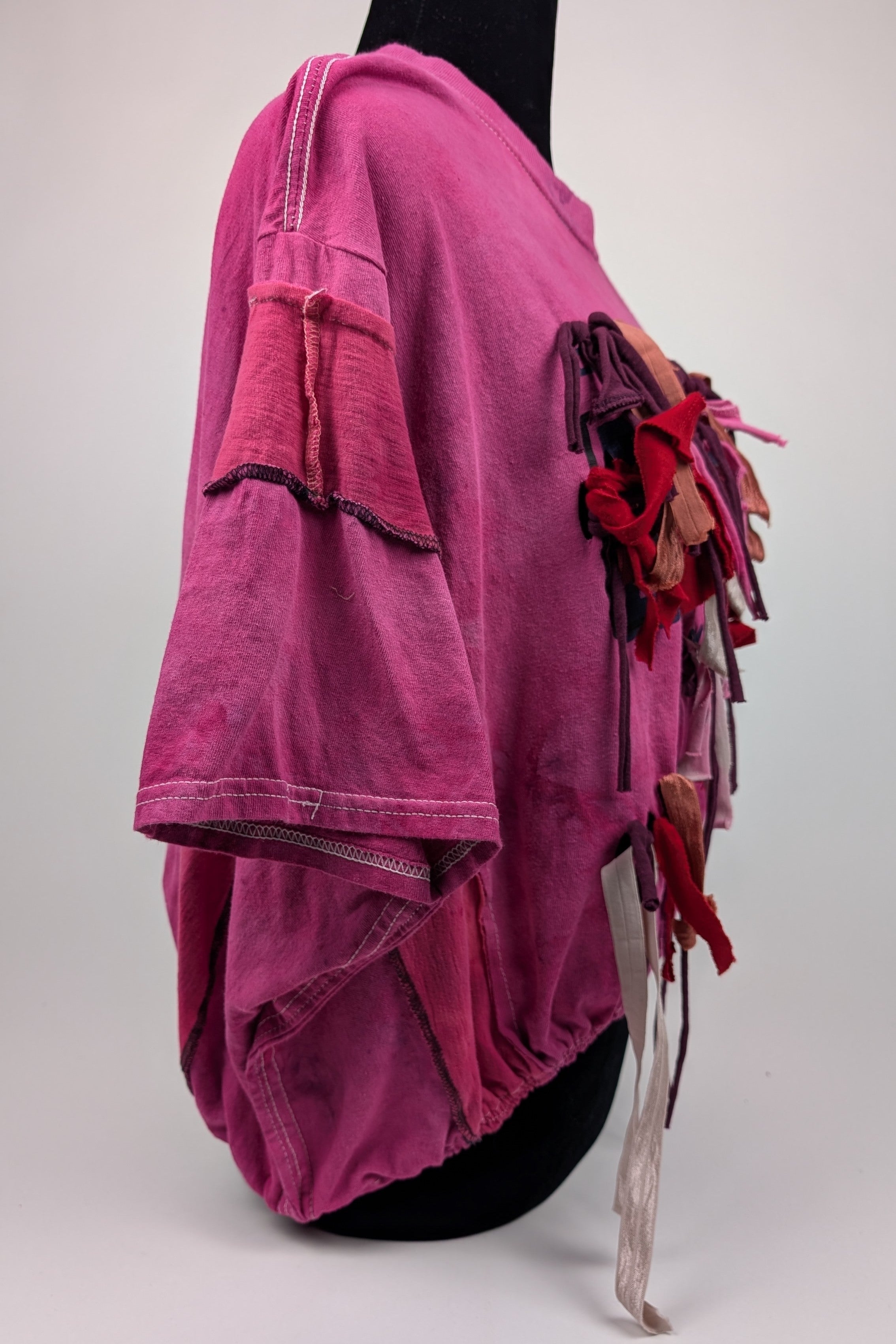 Pink Woven Constance Wilde Upcycled Cropped Top