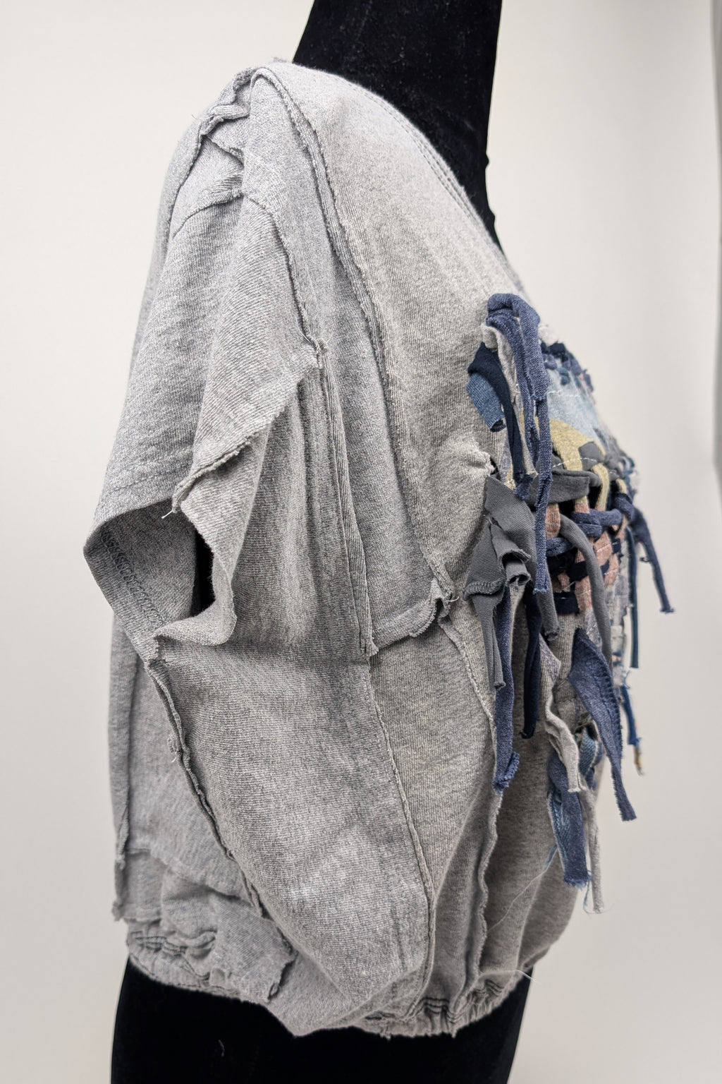 Grey Woven Constance Wilde Upcycled Cropped Top