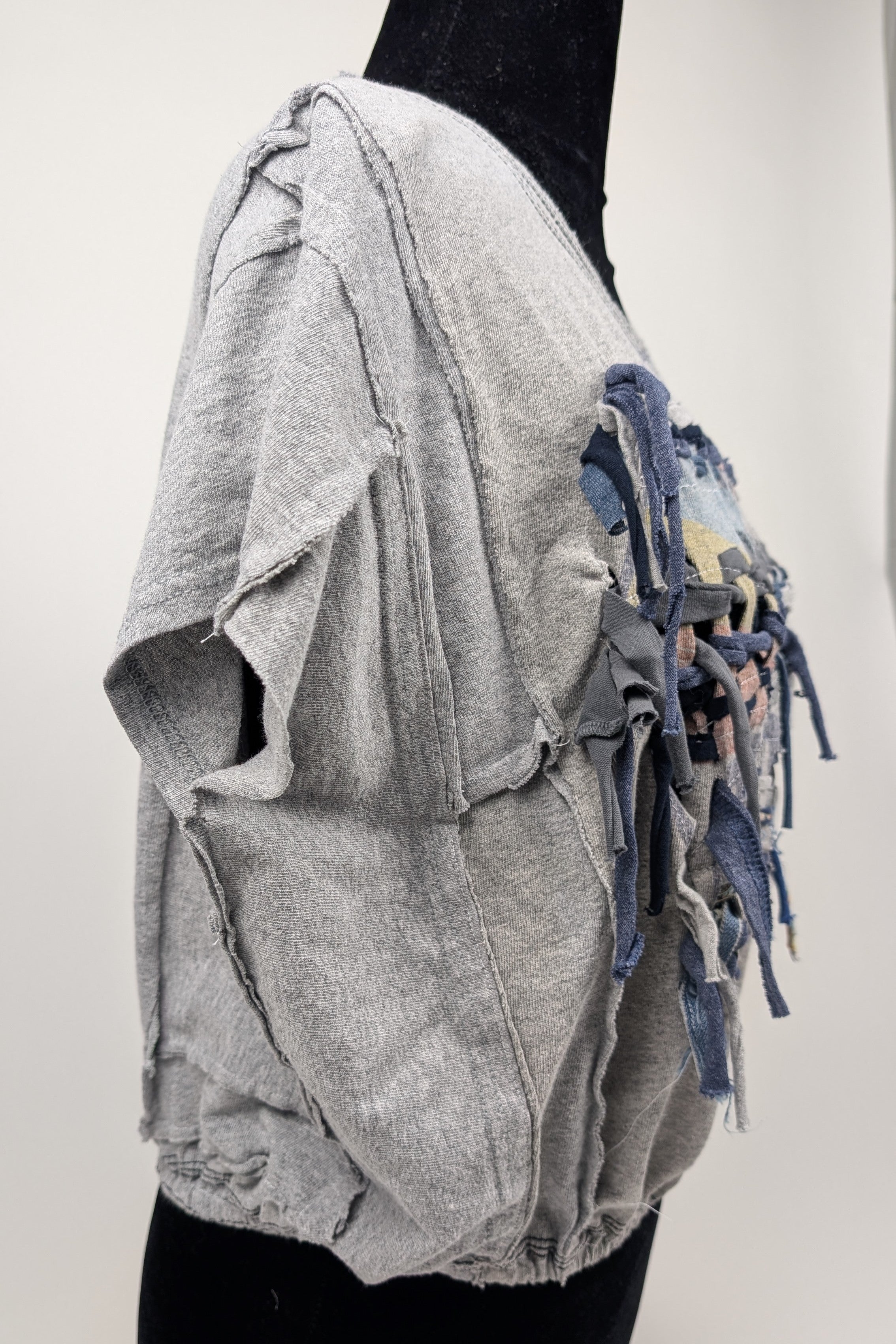 Grey Woven Constance Wilde Upcycled Cropped Top