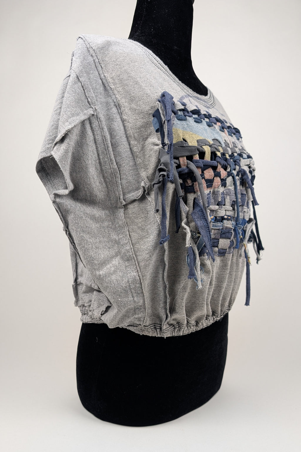 Grey Woven Constance Wilde Upcycled Cropped Top