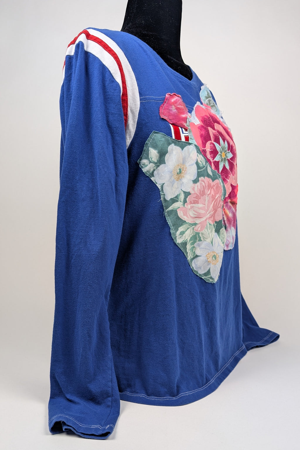 Blue Patchwork Constance Wilde upcycled Long Sleeve Top