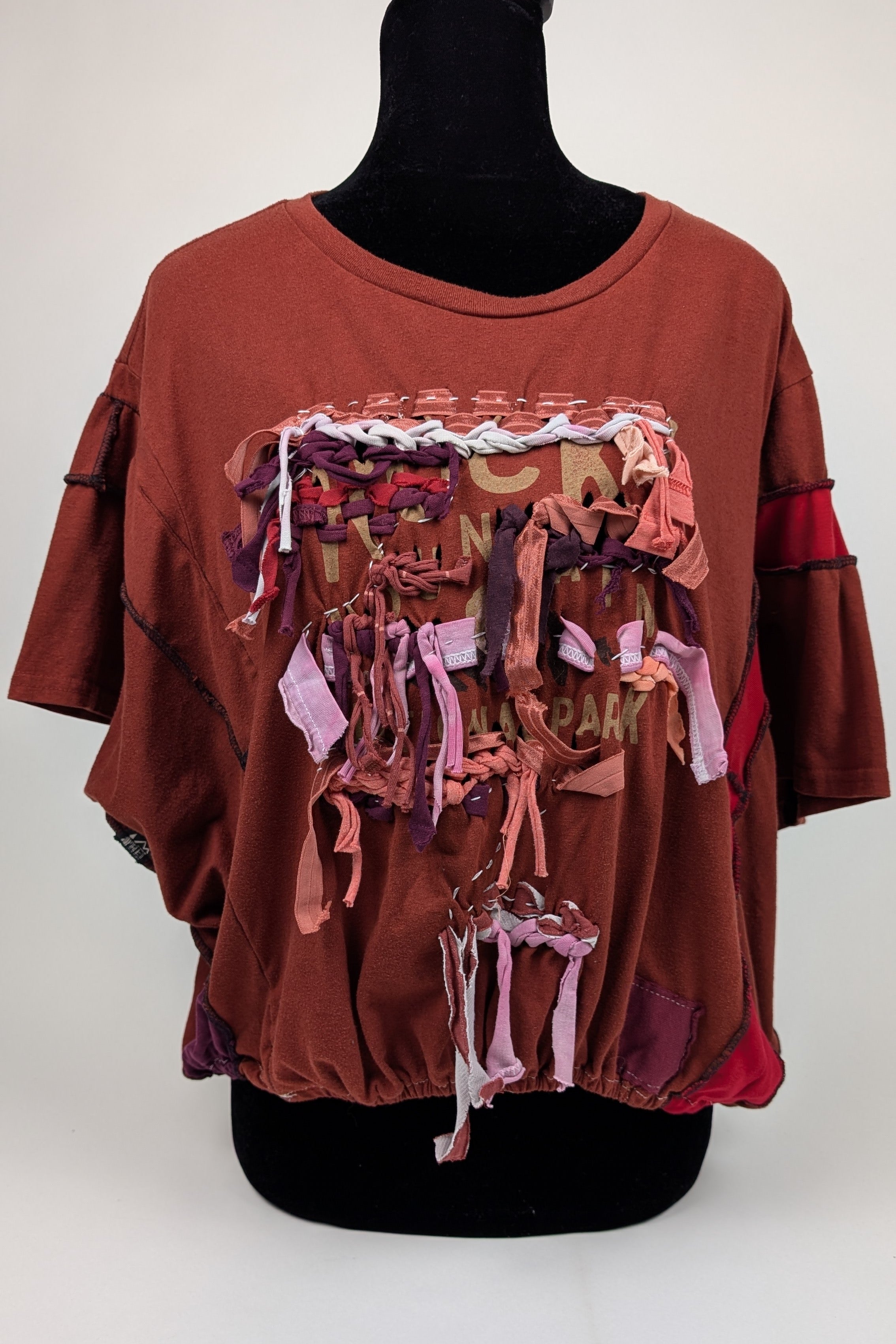 Dark Rust Woven Constance Wilde Upcycled Cropped Top