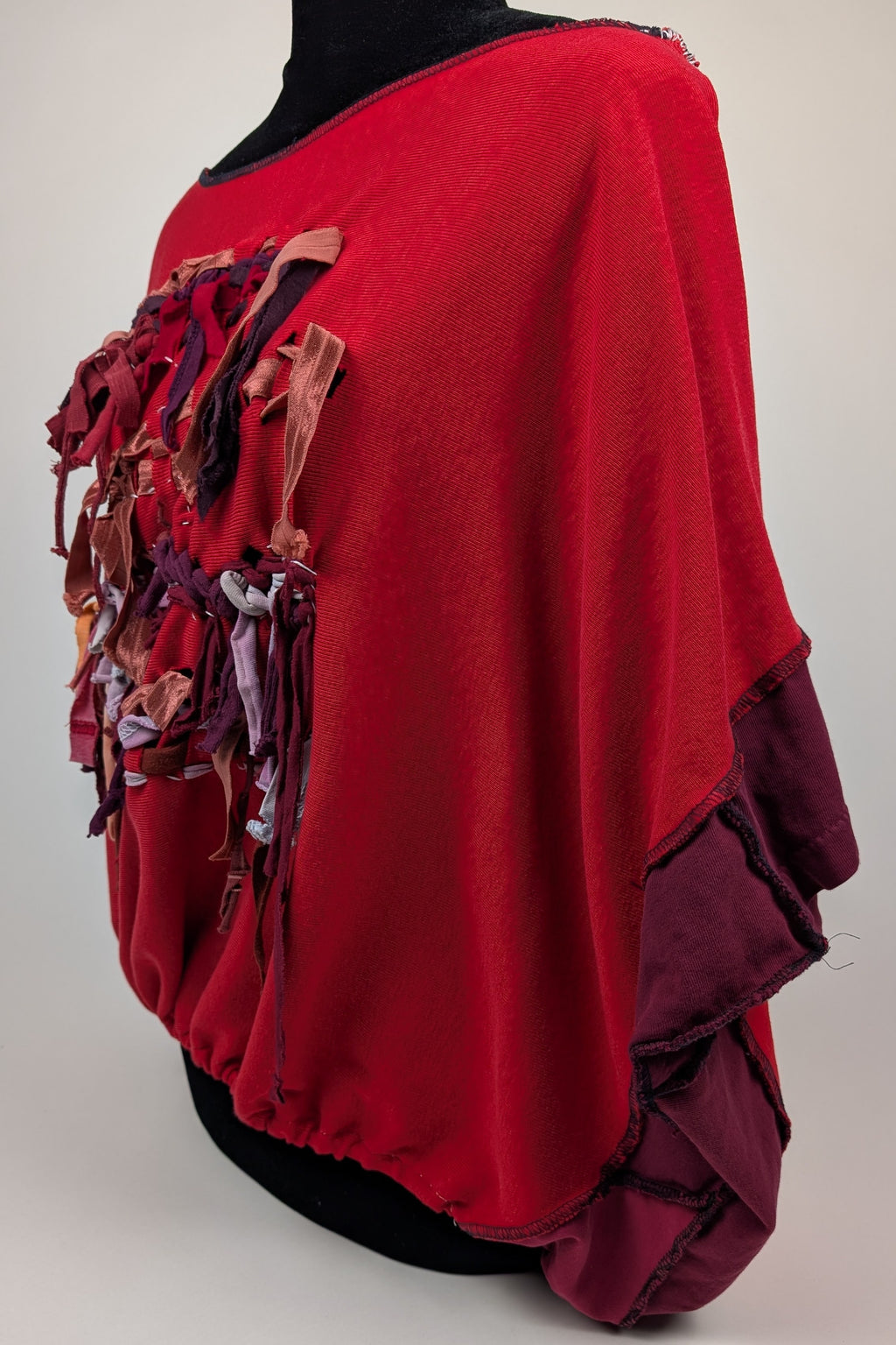 Red Woven Constance Wilde Upcycled Cropped Top