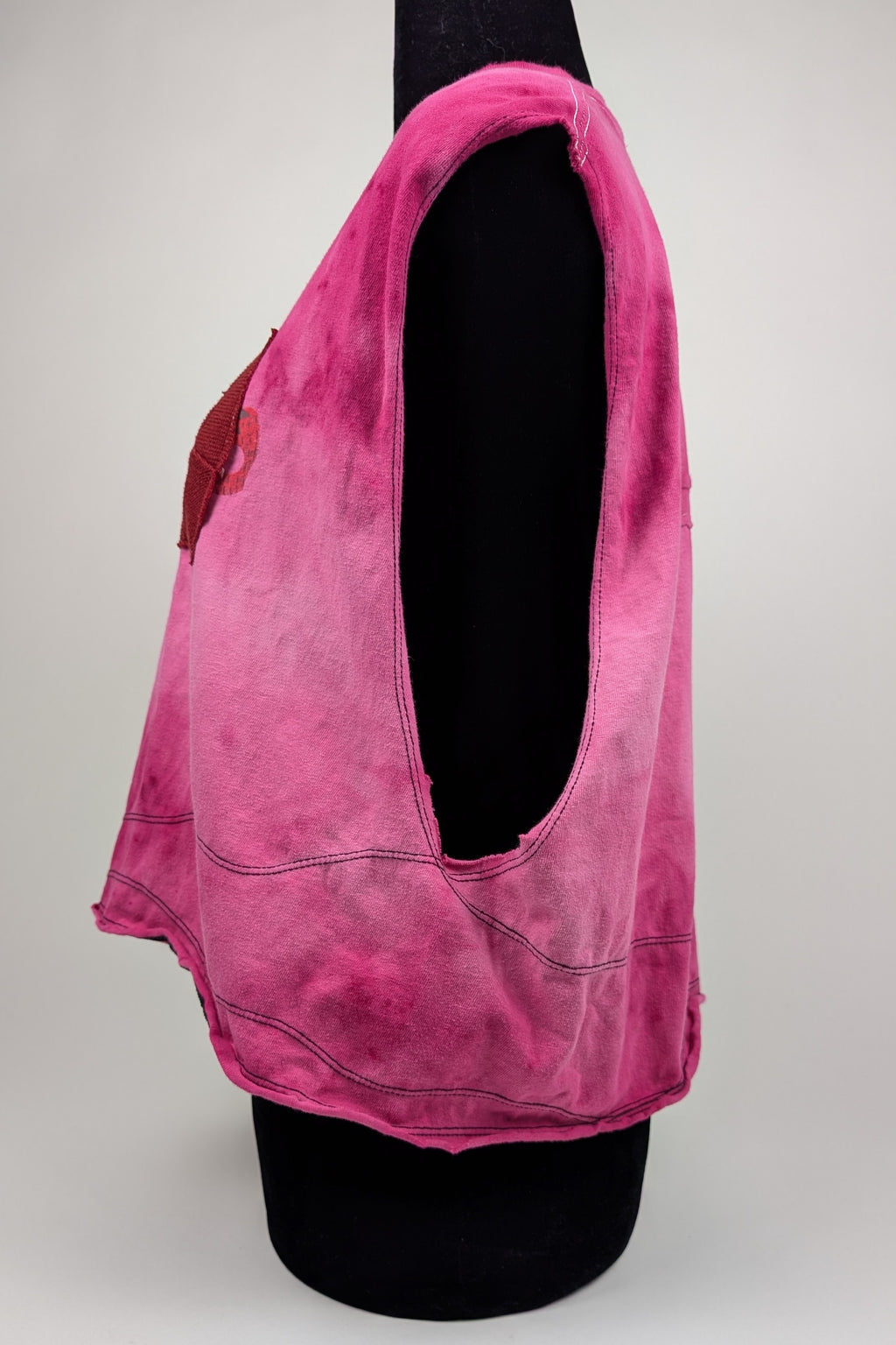 Stonewashed Pink Patchwork Cropped Constance Wilde Upcycled Sleeveless Top