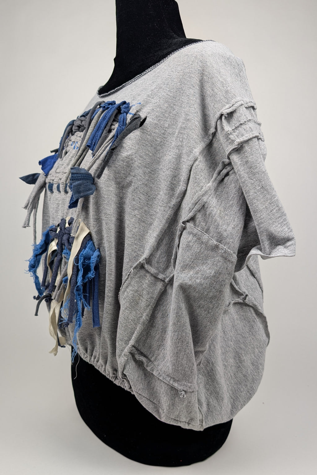 Grey Woven Constance Wilde Upcycled Cropped Top