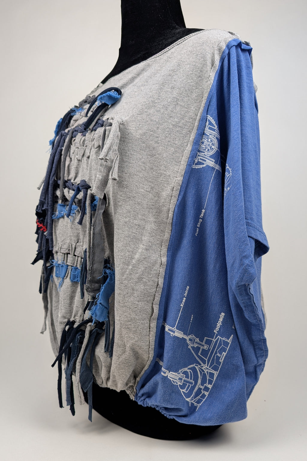 Grey Blue Woven Constance Wilde Upcycled Cropped Top