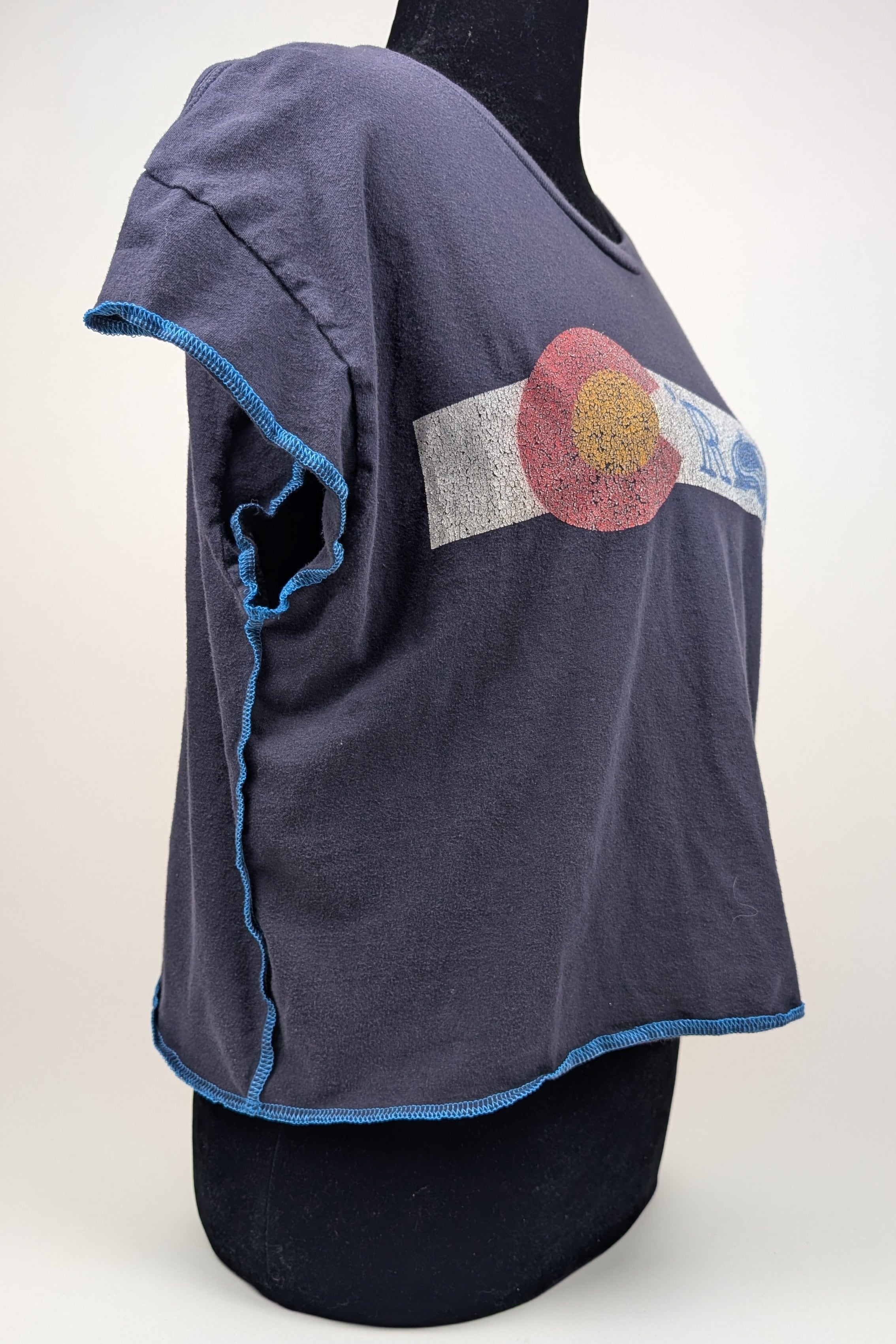 Navy Colorado Sports Constance Wilde Upcycled Cropped Top
