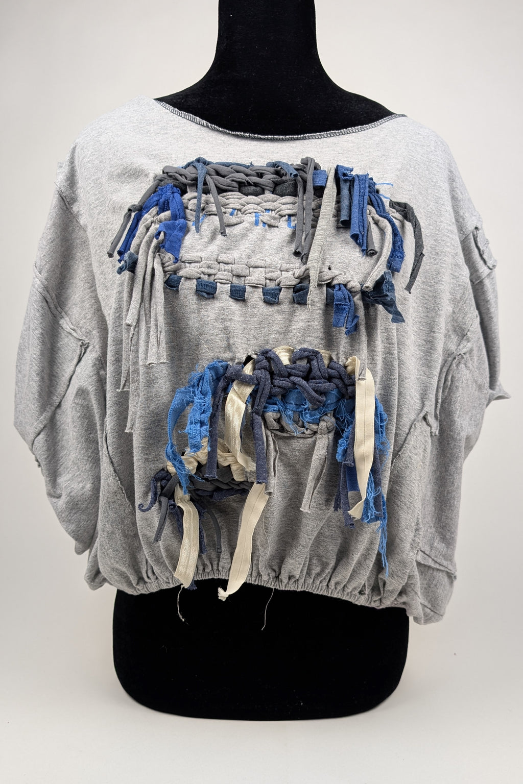 Grey Woven Constance Wilde Upcycled Cropped Top