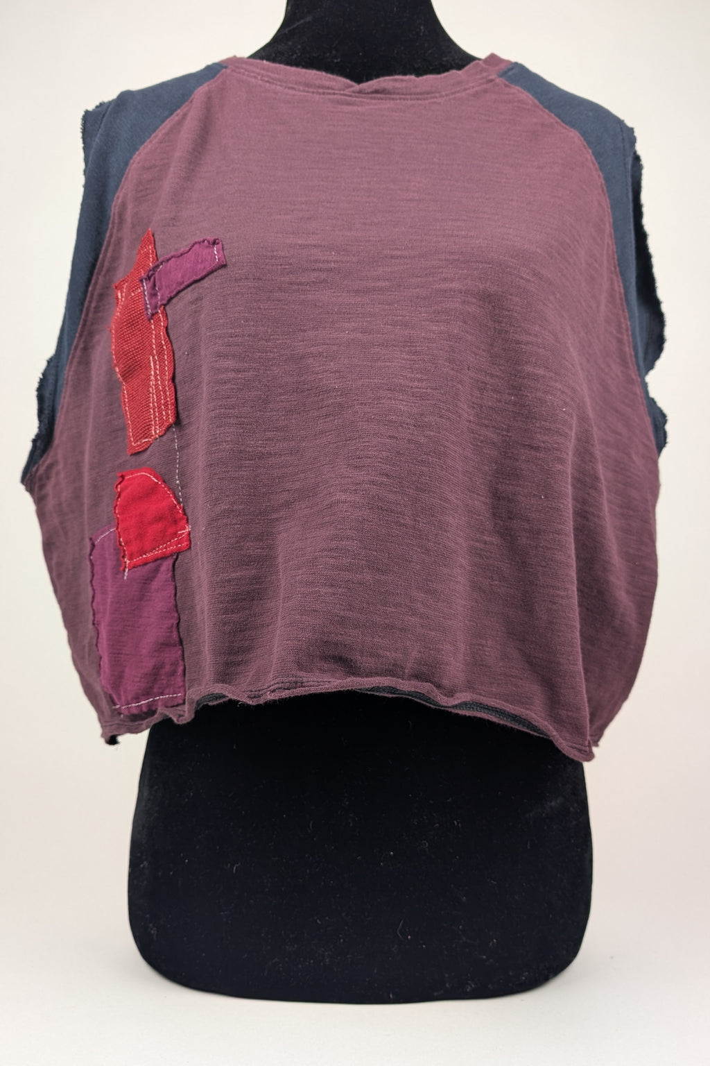 Maroon Navy Constance Wilde Upcycled Sleeveless Top
