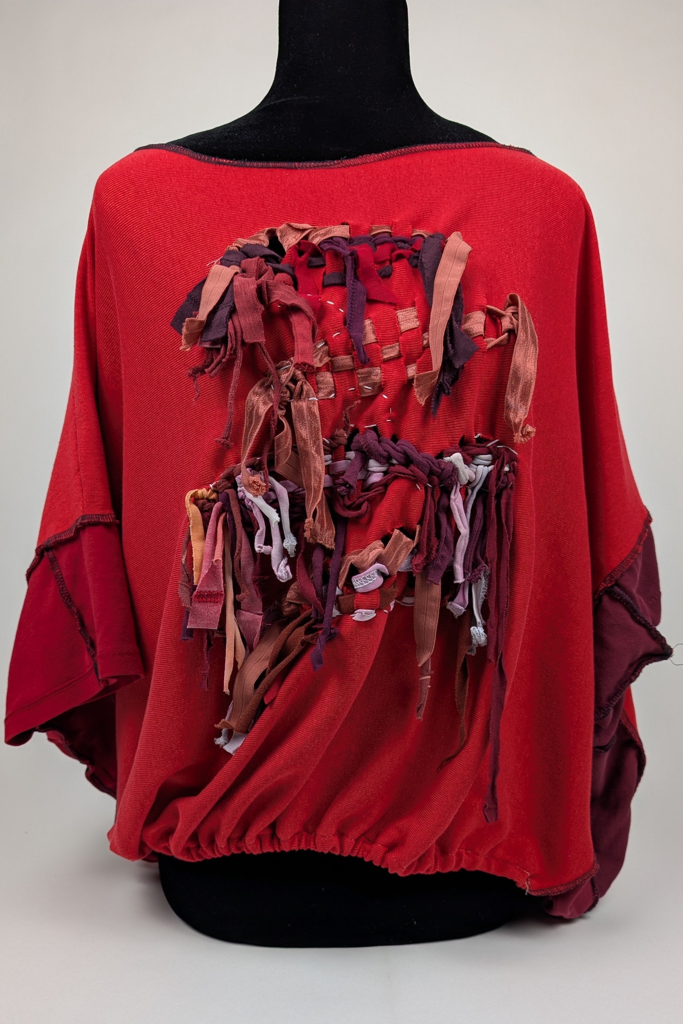 Red Woven Constance Wilde Upcycled Cropped Top