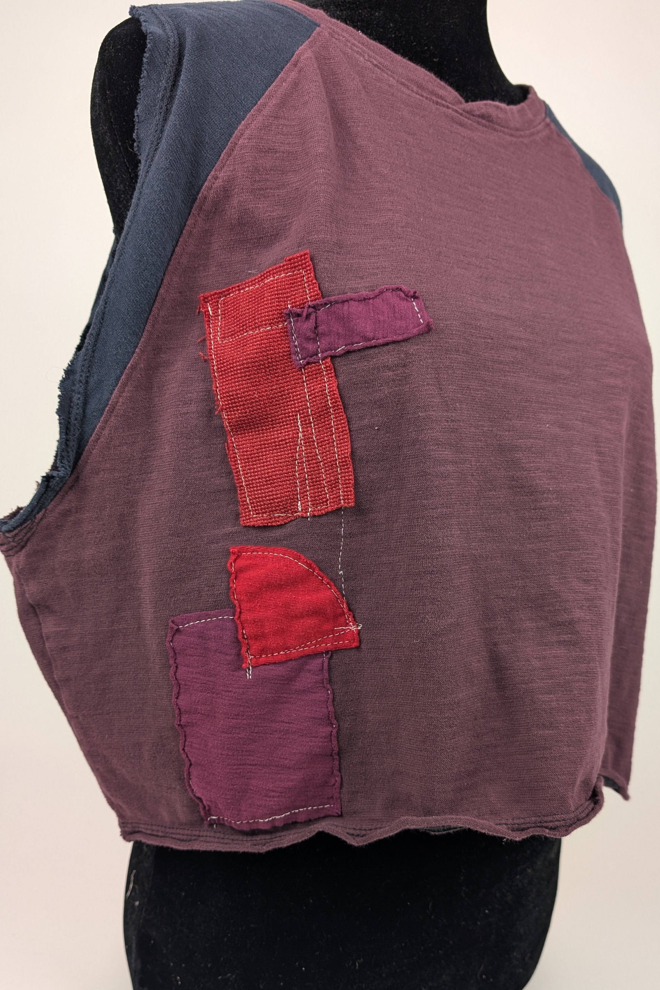 Maroon Navy Constance Wilde Upcycled Sleeveless Top