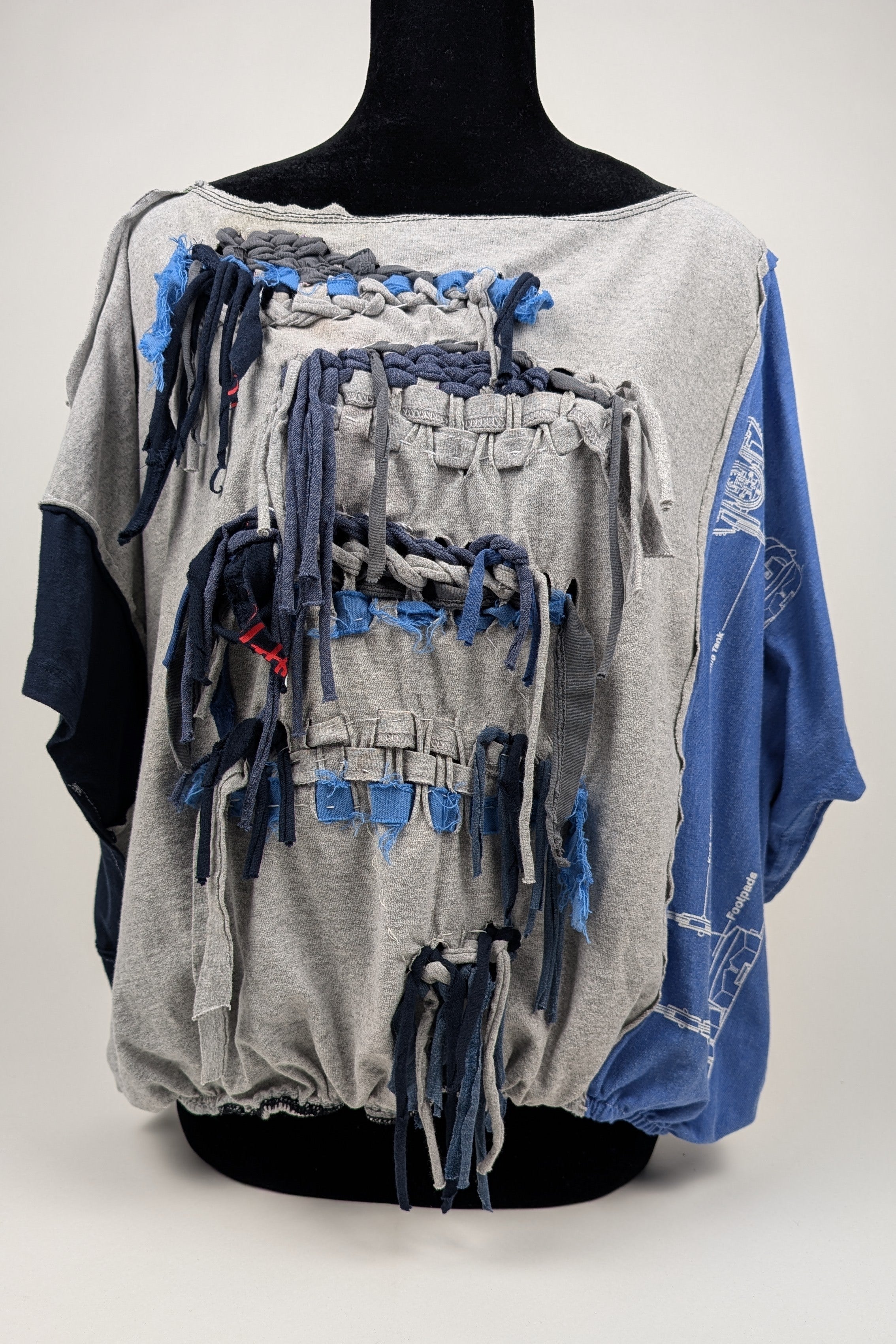 Grey Blue Woven Constance Wilde Upcycled Cropped Top