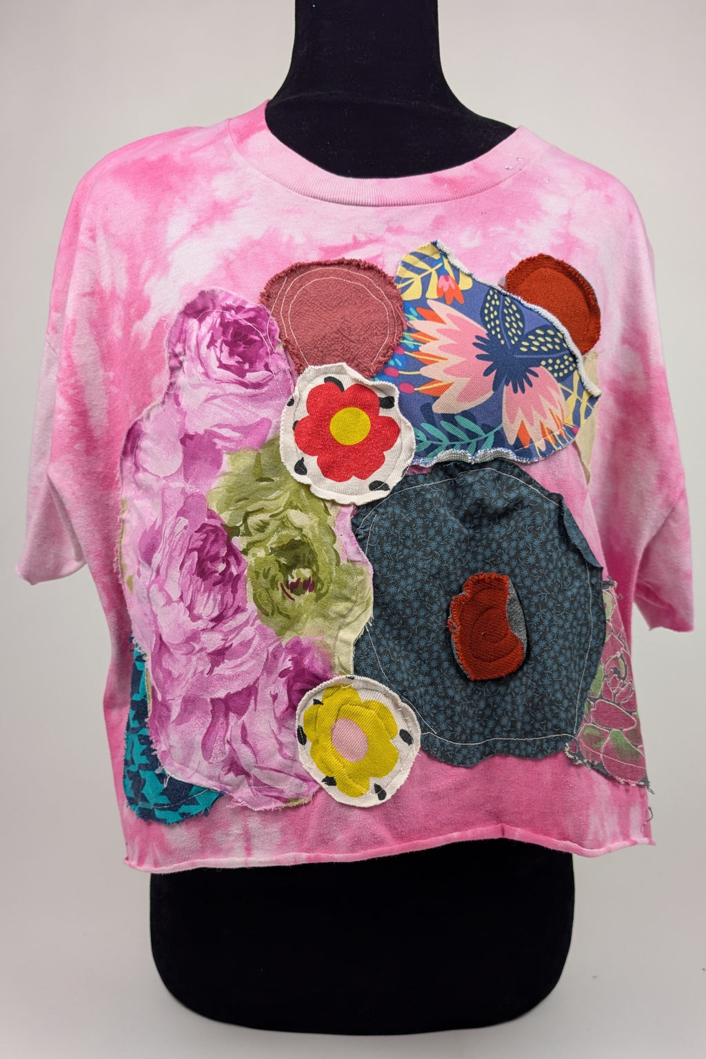 Pink Patchwork Constance Wilde Upcycled Short Sleeve Top