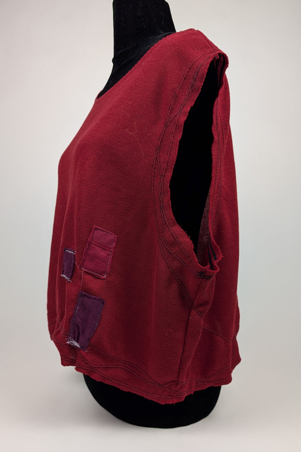 Maroon Patchwork Constance Wilde Upcycled Sleeveless Top