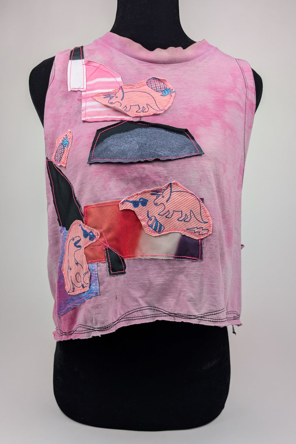 Purple Patchwork Cropped Constance Wilde Upcycled Sleeveless Top