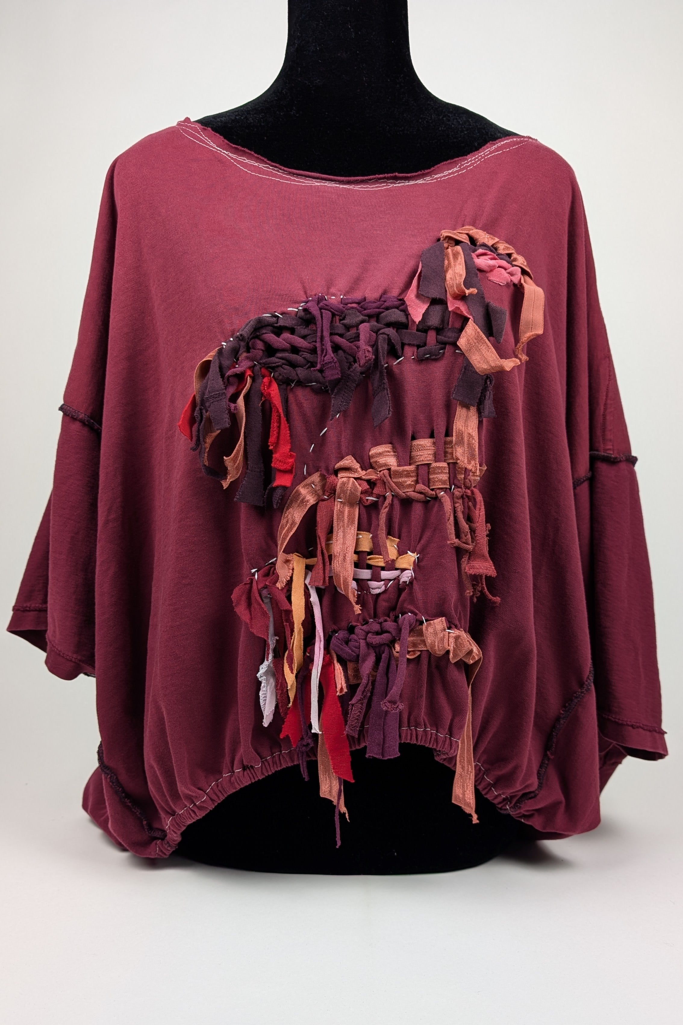 Maroon Woven Constance Wilde Upcycled Cropped Top