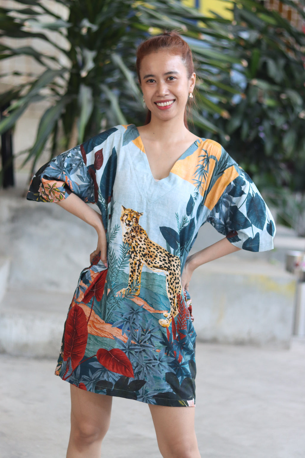Veha Dress with Tiger Print - KaTik
