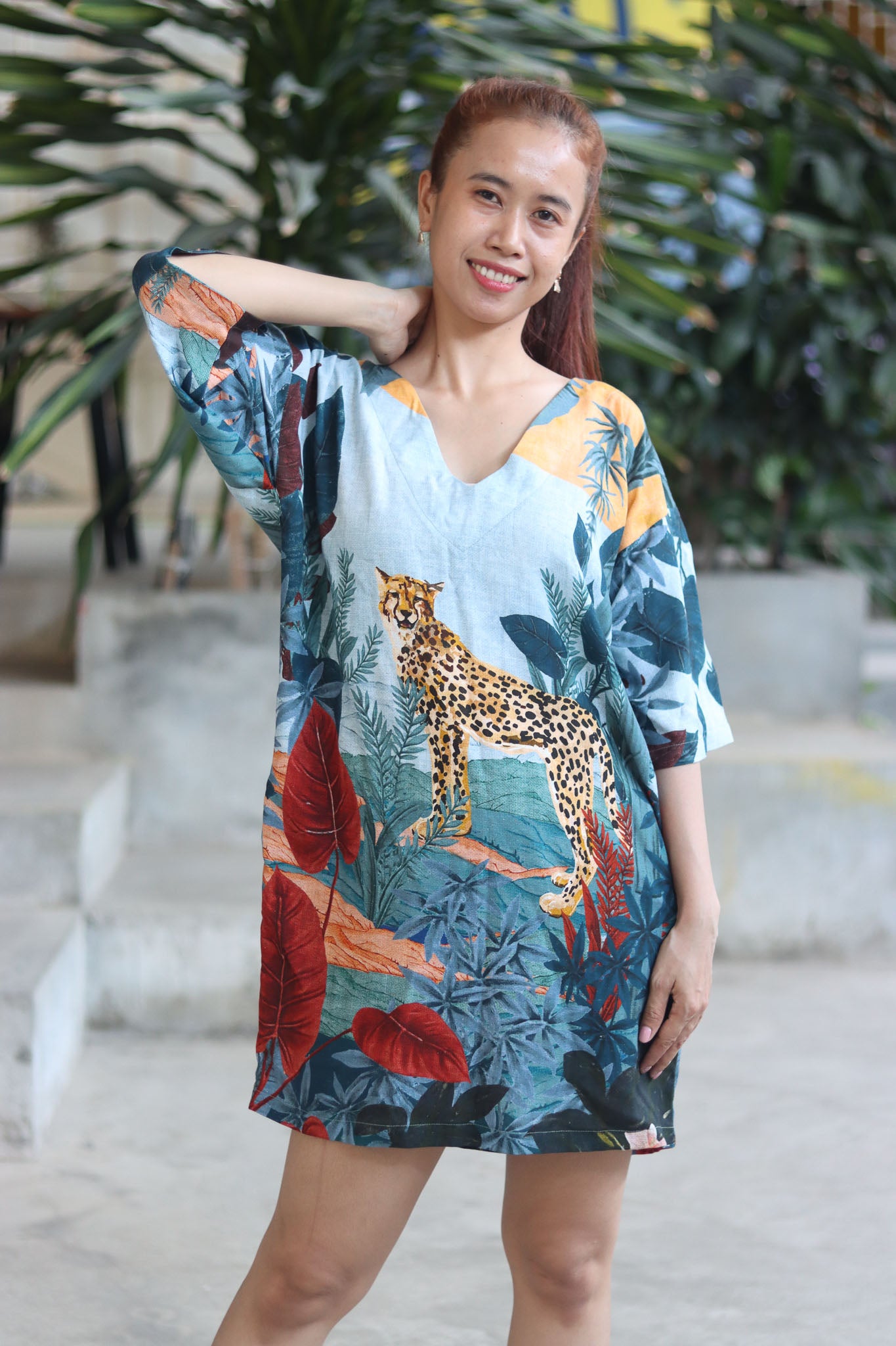 Veha Dress with Tiger Print - KaTik