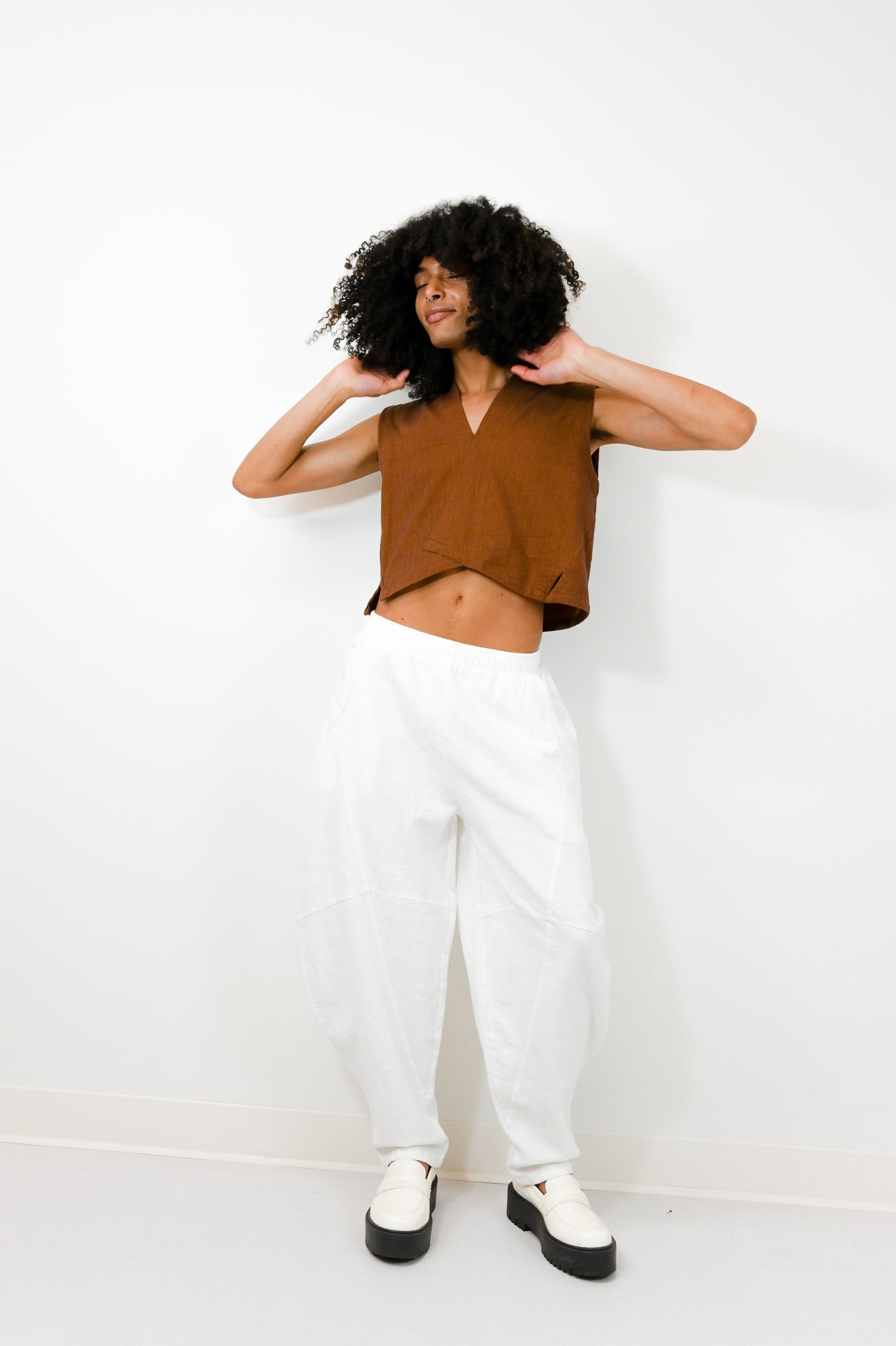 organic jacquard crossover top