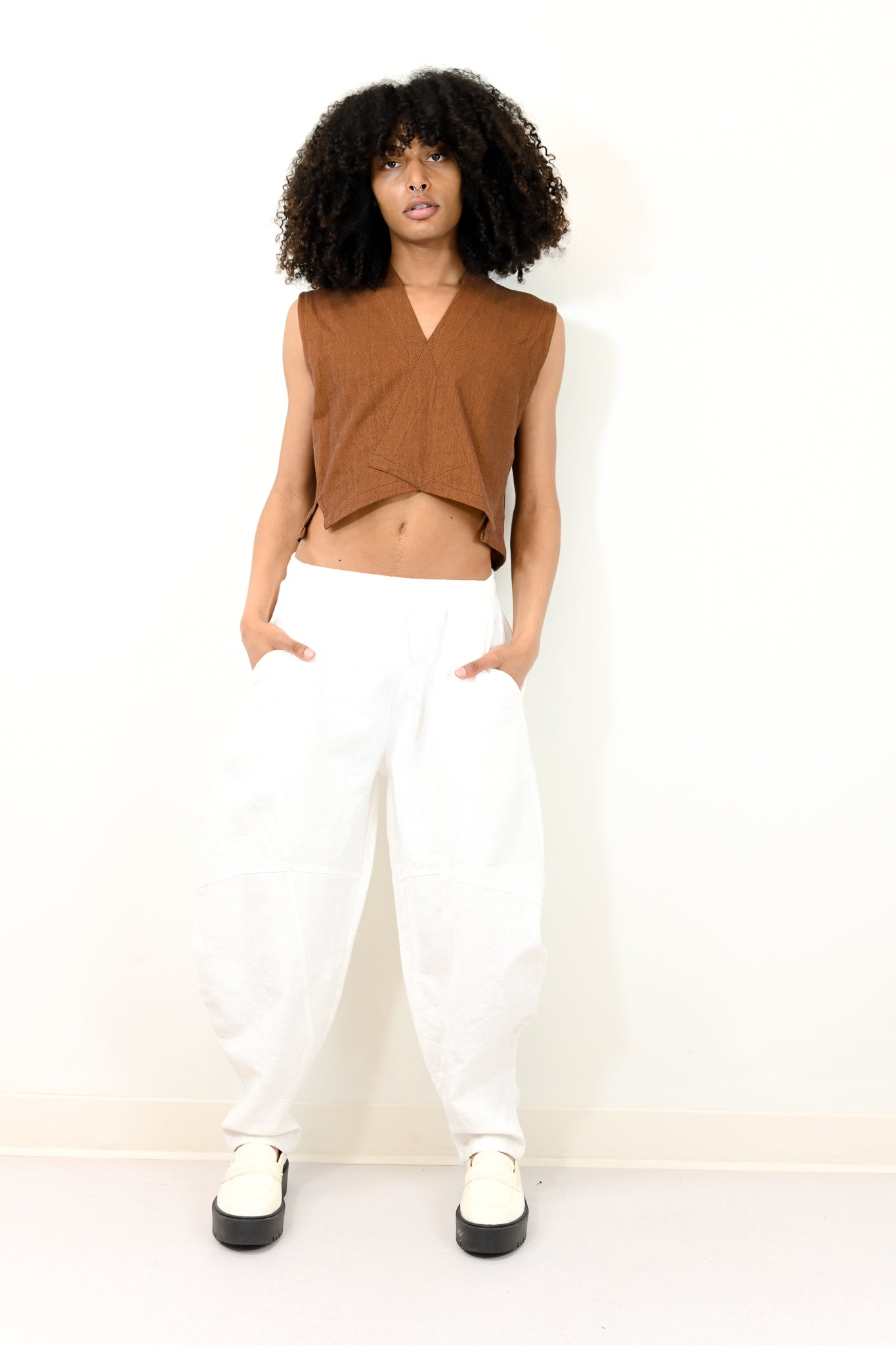 organic jacquard crossover top