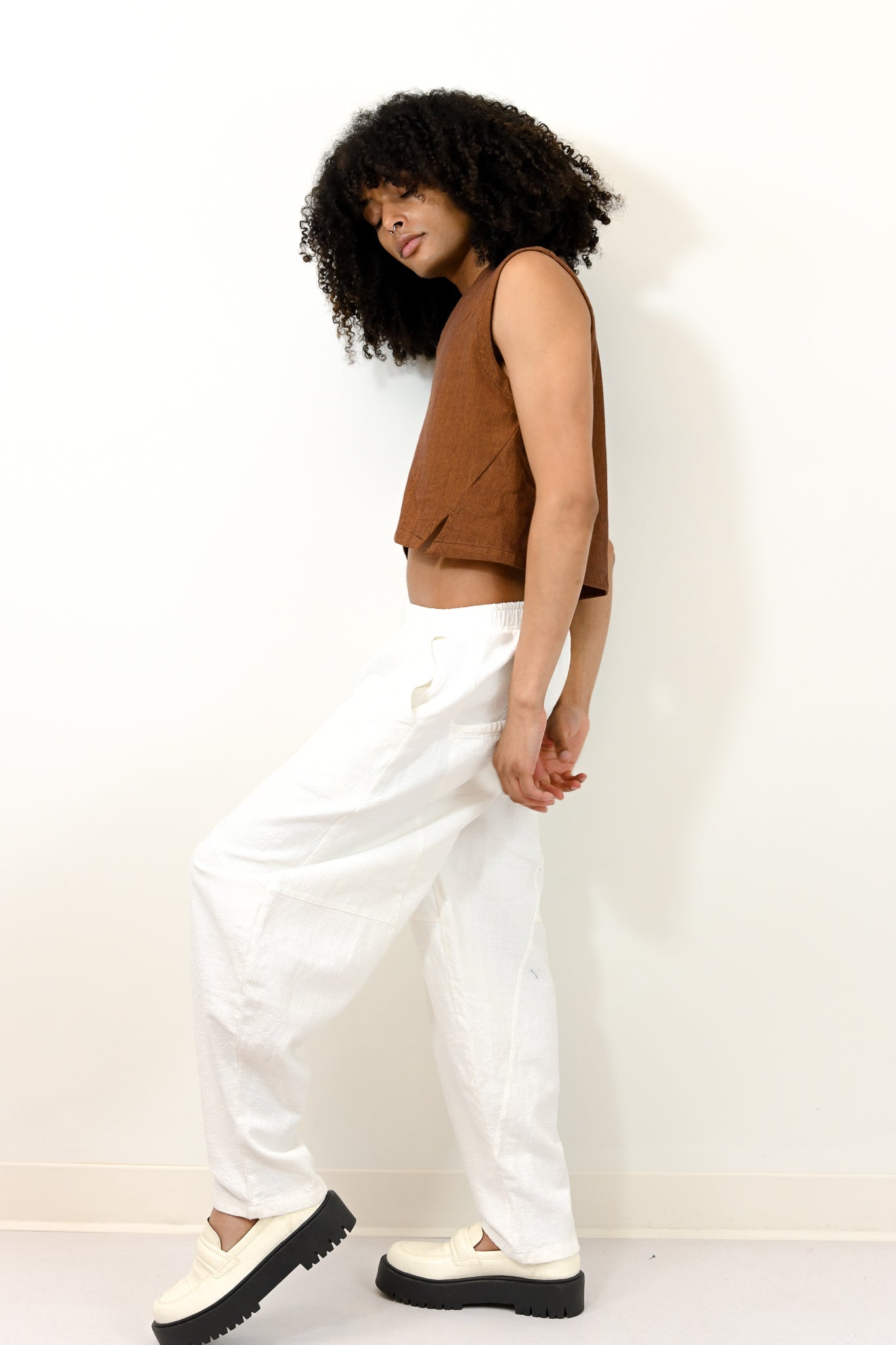 organic jacquard crossover top