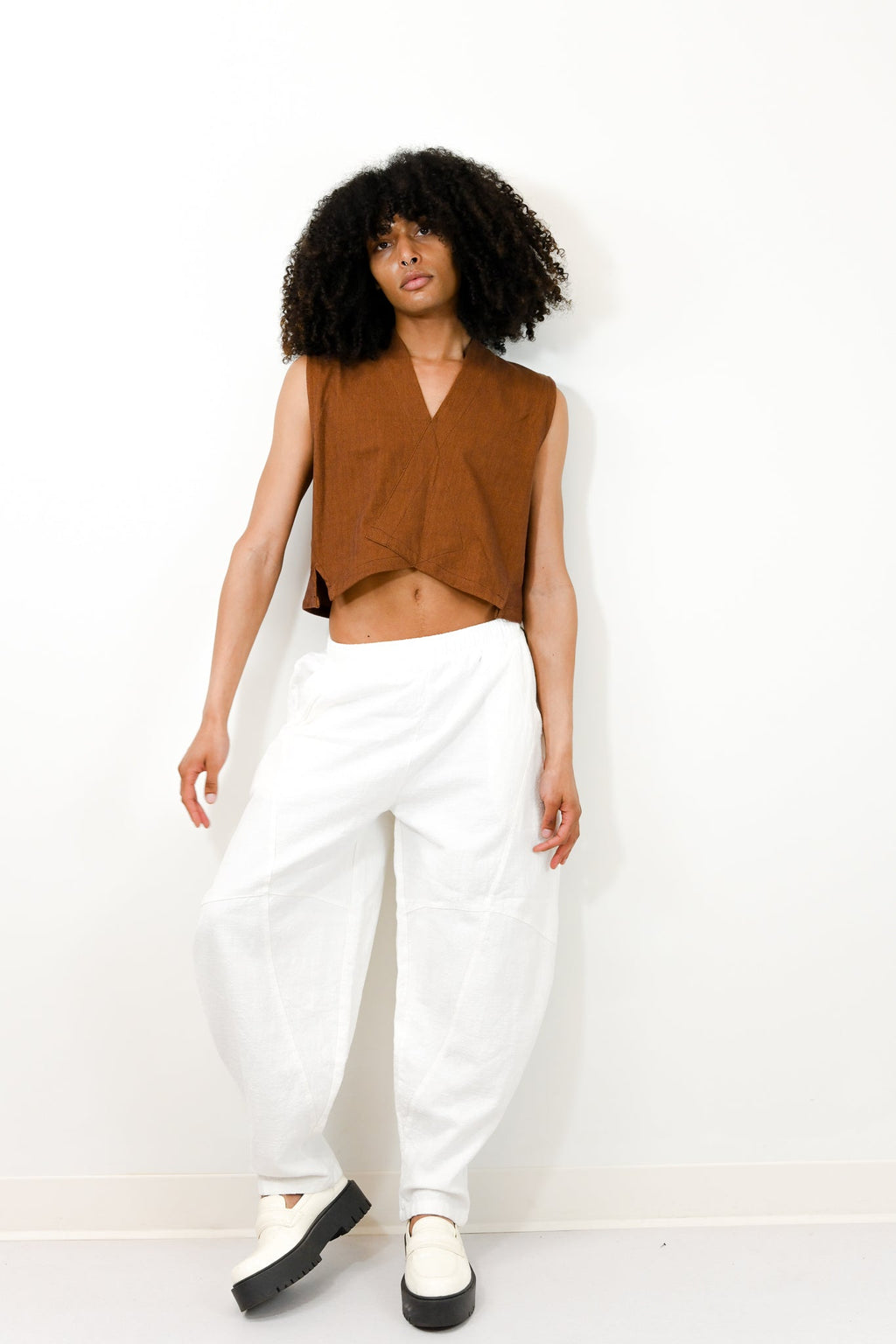 organic jacquard crossover top