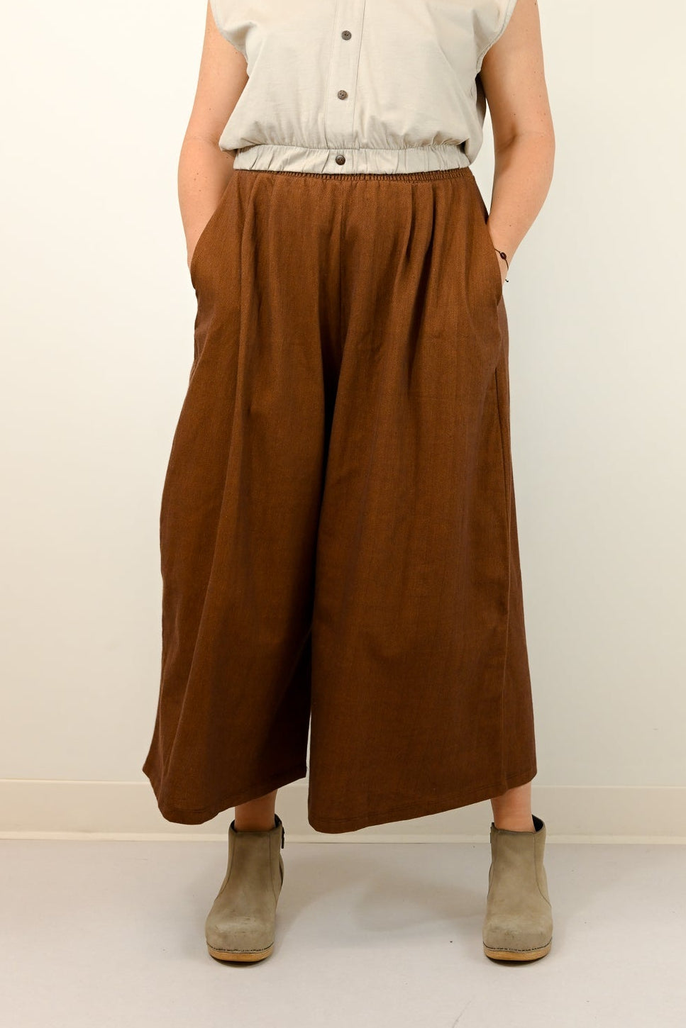wide leg organic jacquard pants