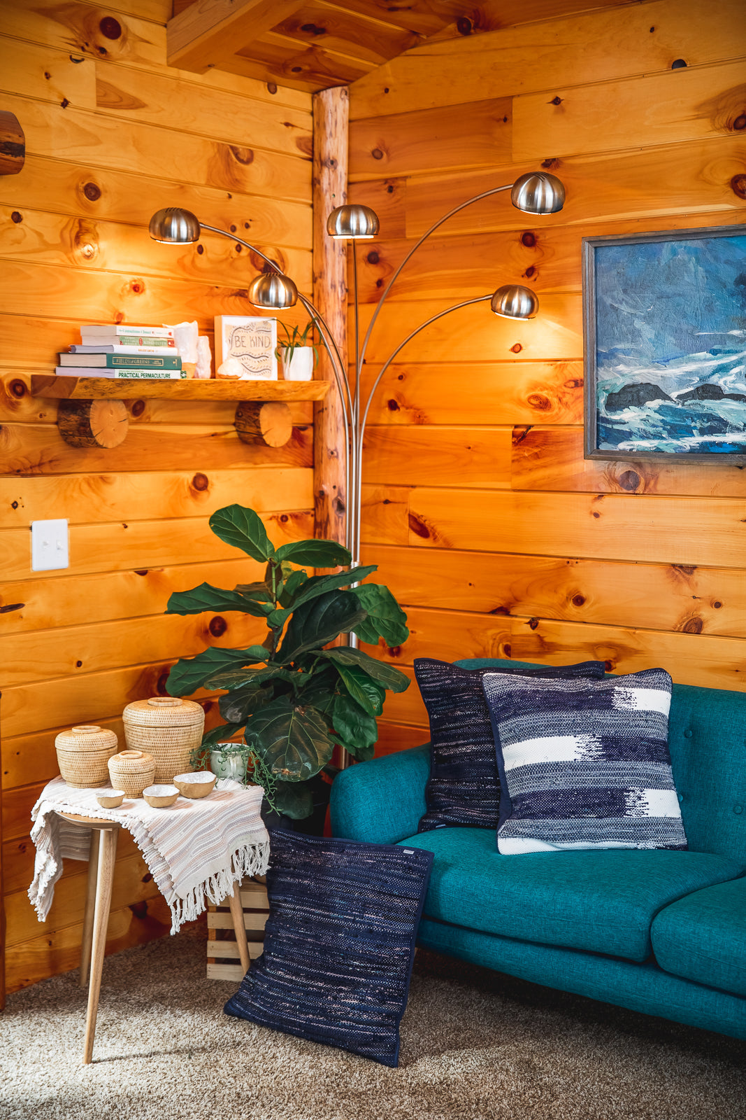 rithy handwoven pillow covers - navy and blue tones