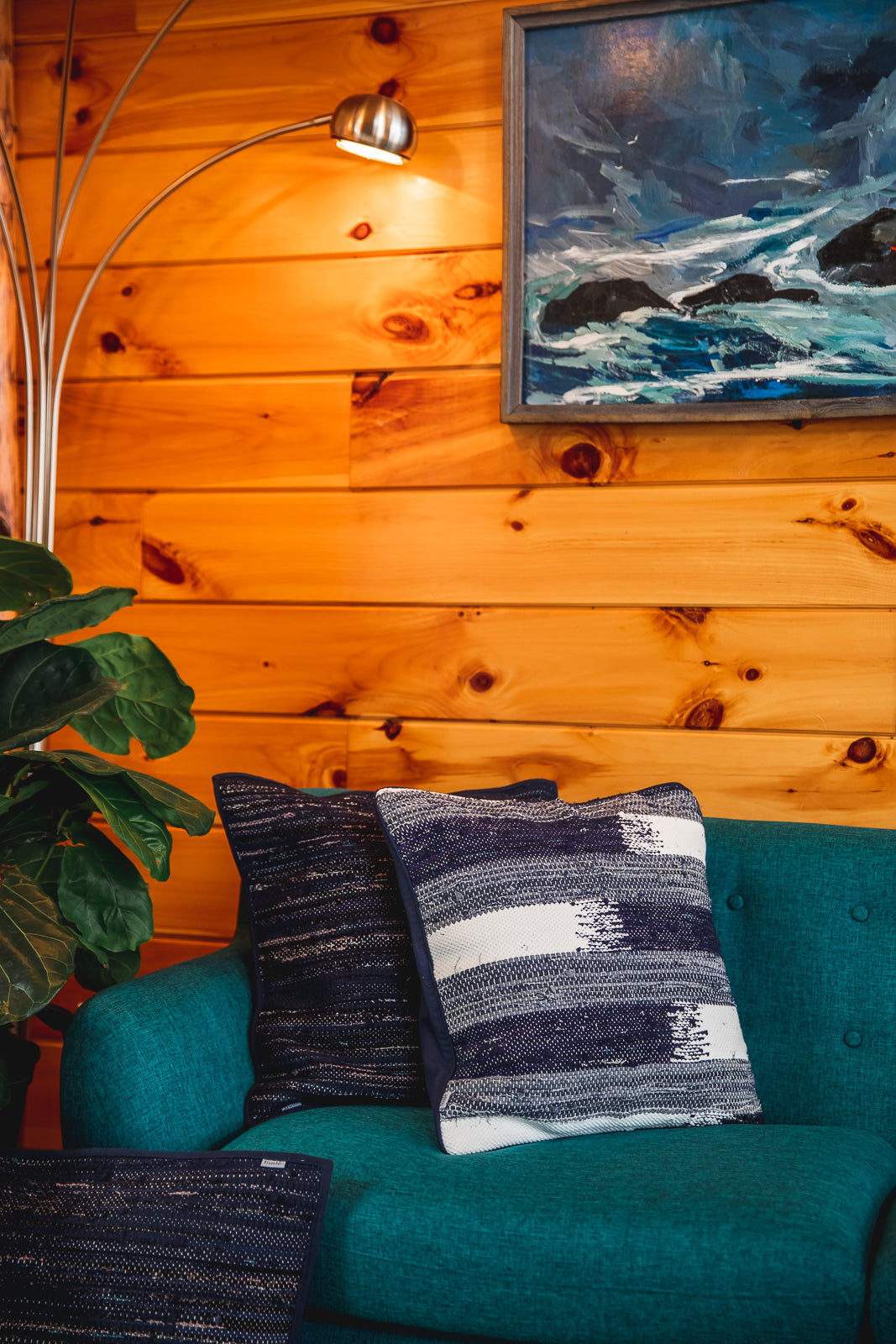 rithy handwoven pillow covers - navy and blue tones