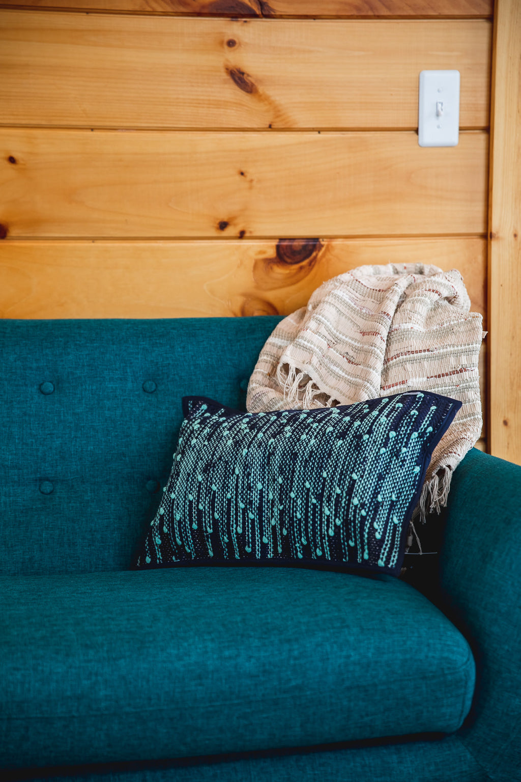 rithy handwoven pillow covers - navy and blue tones